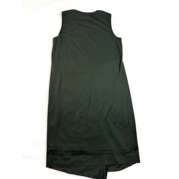 Elie Tahari Womens Green Asymmetrical Dress M Sleeveless Minimalist Chic Ruching - Picture 2 of 9